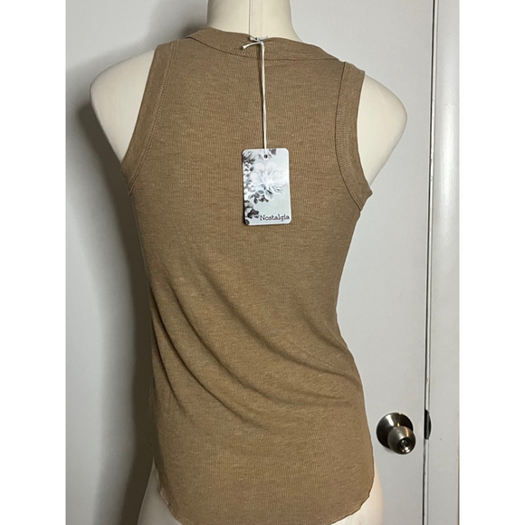 nwt womens tank top by nostalgia brown ribbed preshrunk size small - Picture 4 of 9